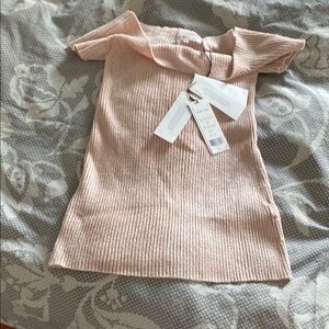 Pink Ribbed Knit Helmut Lang off shoulder Top